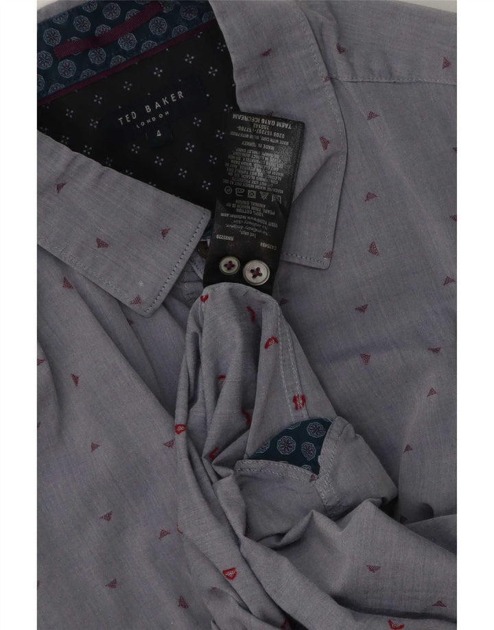 Мужская рубашка с абстрактным узором Ted Baker, размер 4, большая серая хлопковая рубашка