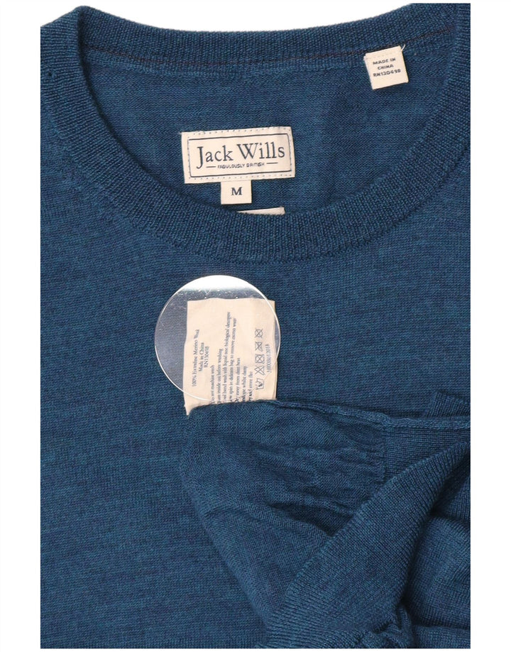 Мужской джемпер с круглым вырезом Jack Wills, средний синий из мериносовой шерсти