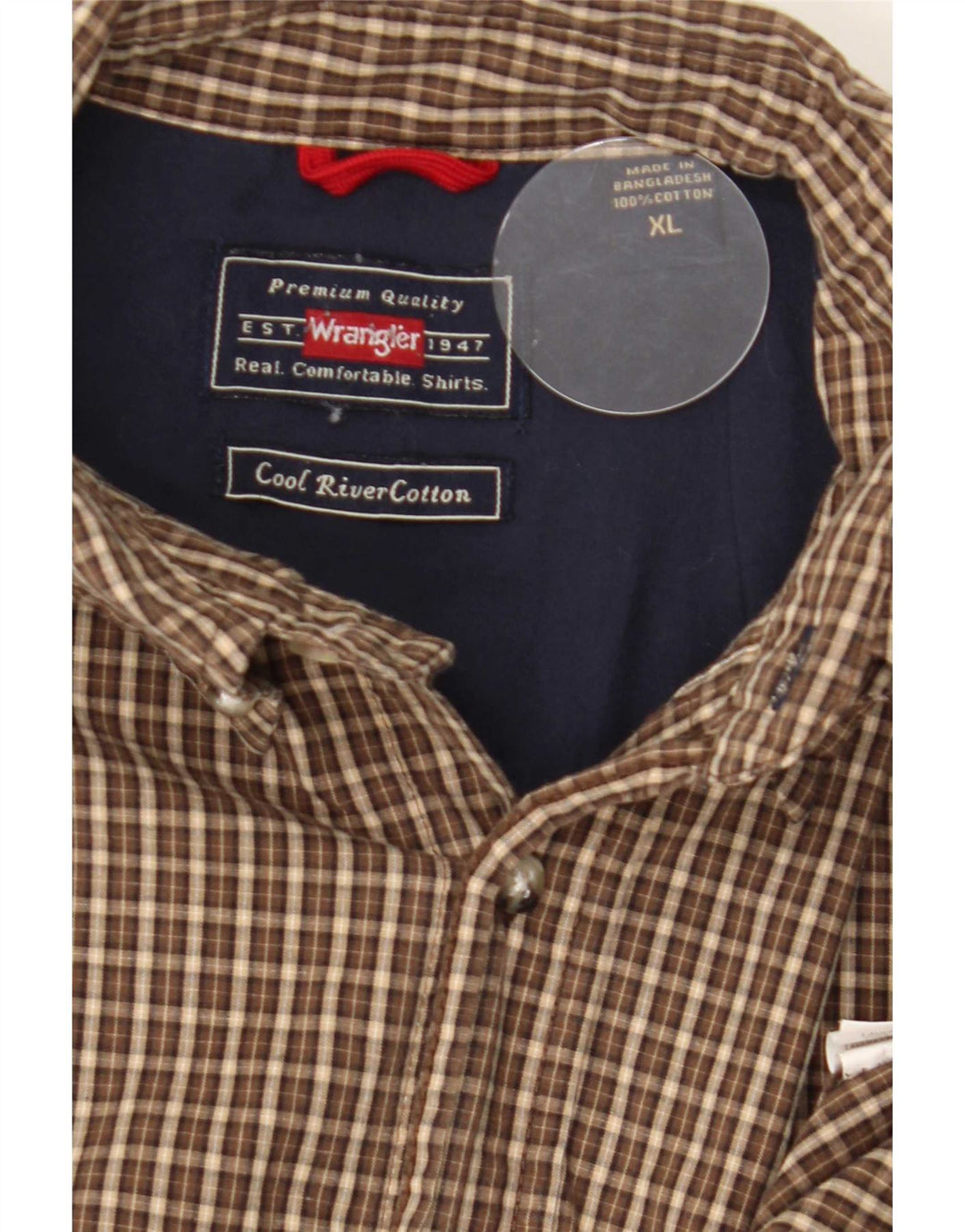 Мужская рубашка Wrangler XL, коричневая клетка, хлопок