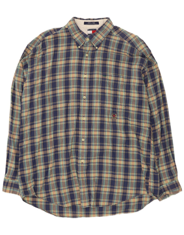 Мужская рубашка Tommy Hilfiger XL, синяя клетка, хлопок