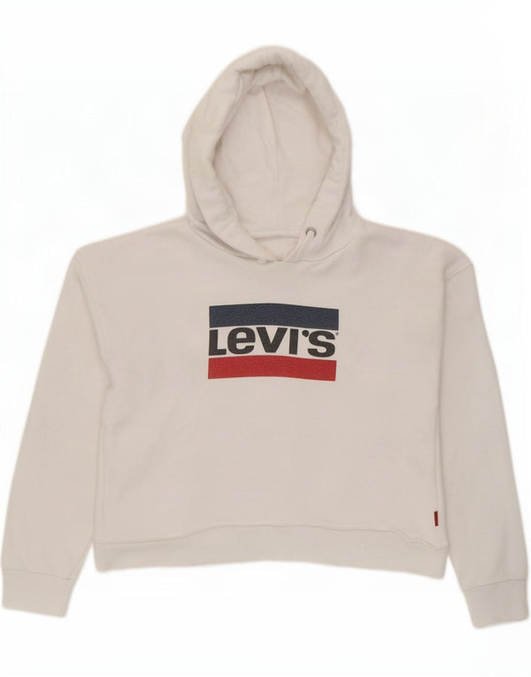 Укороченный джемпер с капюшоном Levi's для девочек 11–12 лет, белый хлопок
