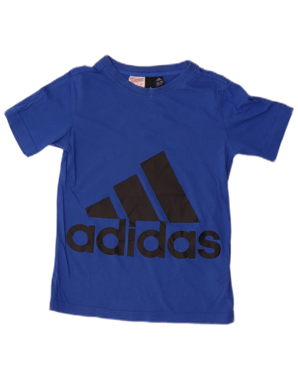 Футболка Adidas с рисунком для мальчиков, топ 9–10 лет, синий хлопок