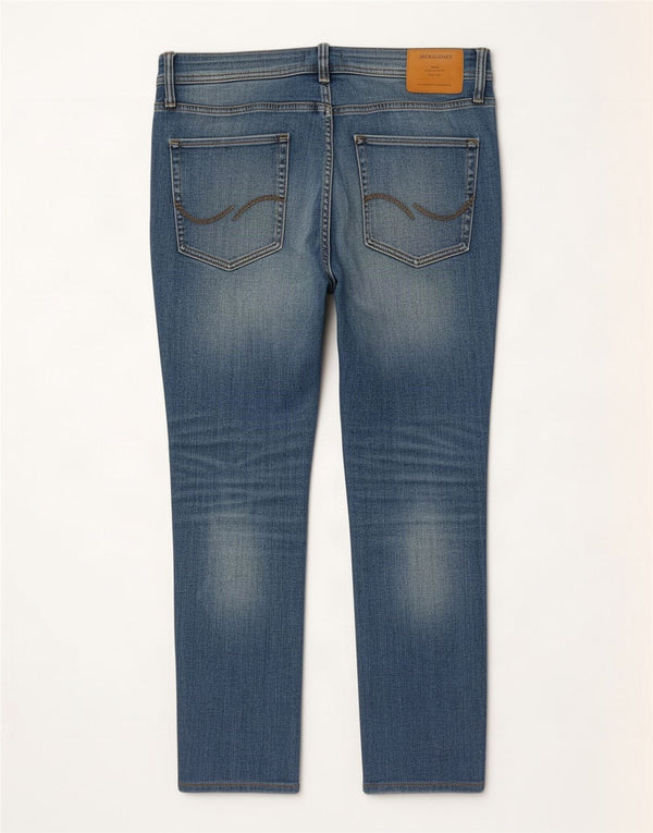 Мужские укороченные джинсы Jack & Jones Slim W34 L26, синие, хлопок