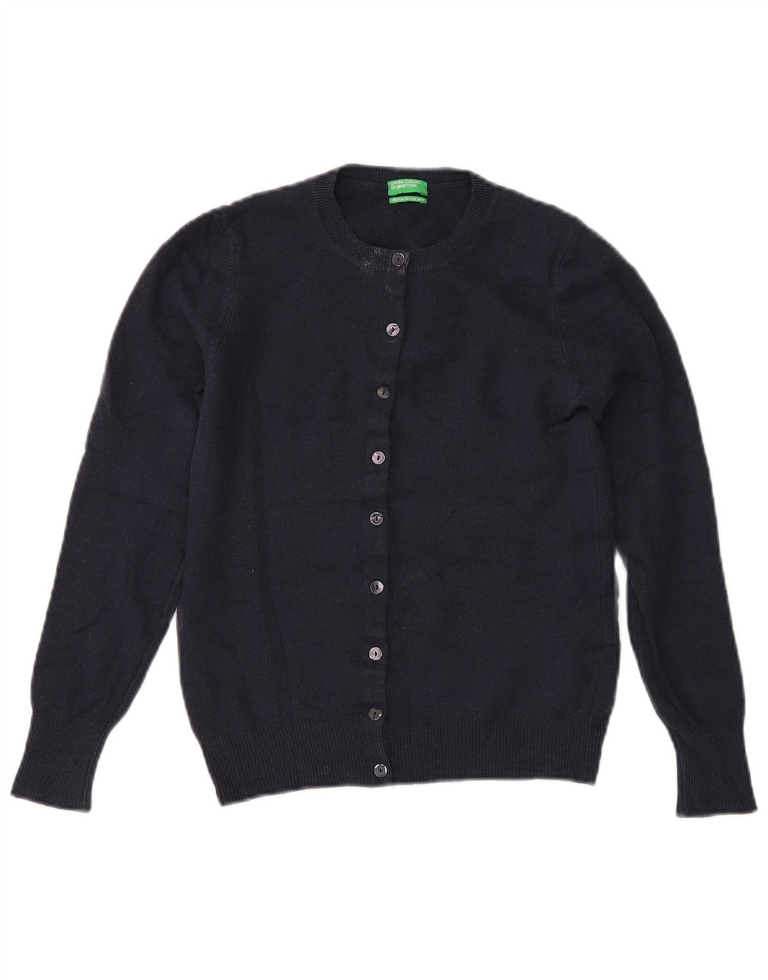 Женский укороченный кардиган BENETTON UK 6 XS Темно-синий из мериносовой шерсти