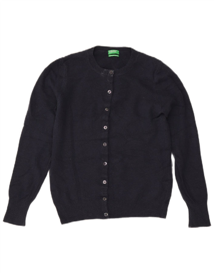 Женский укороченный кардиган BENETTON UK 6 XS Темно-синий из мериносовой шерсти