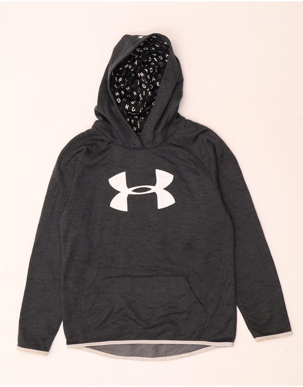 Джемпер с капюшоном Under Armour для девочек с рисунком, 13–14 лет, размер XL, серый, спортивный