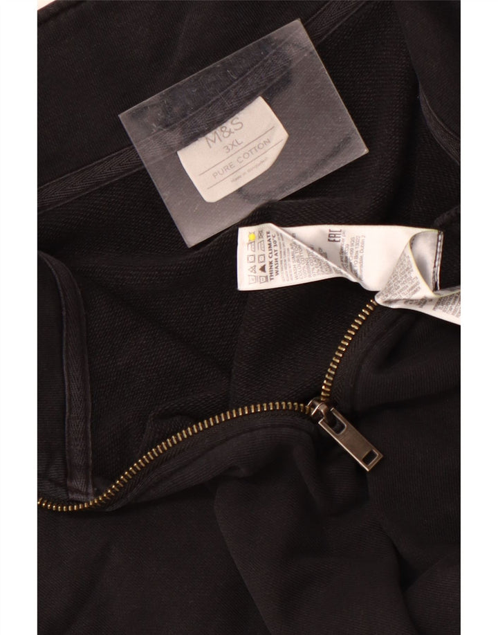 Мужской свитшот с воротником на молнии Marks & Spencer 3XL, черный хлопок