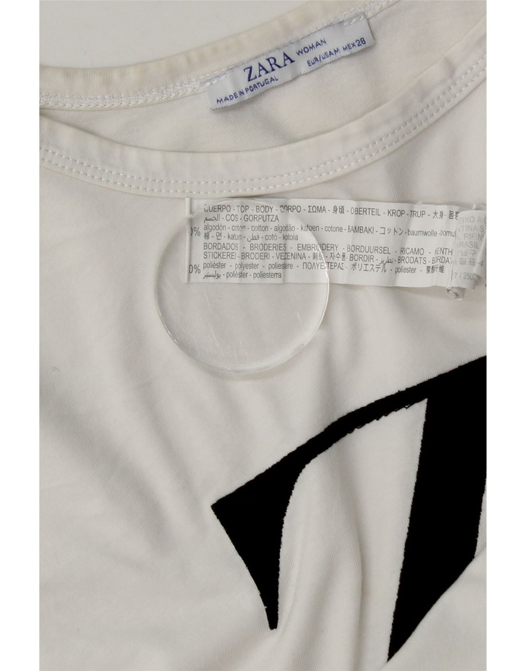 Женская футболка с рисунком Zara Top UK 14, средний белый хлопок