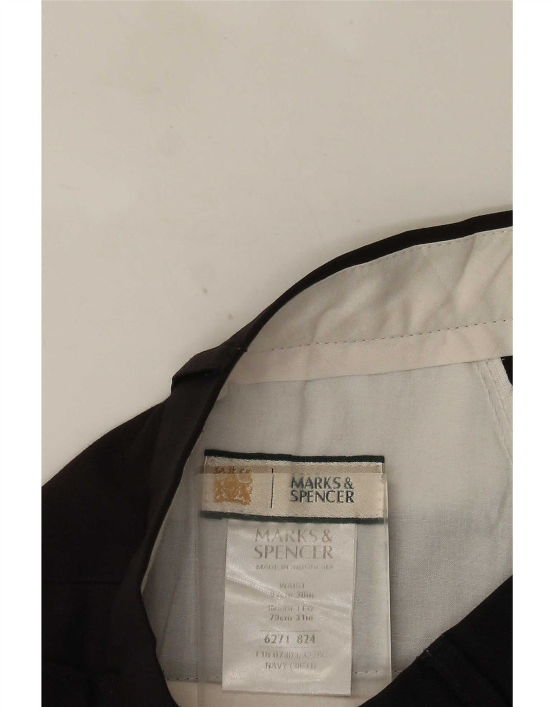 Мужские костюмные брюки Marks & Spencer W38 L31 темно-синие из полиэстера