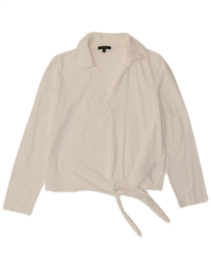 MASSIMO DUTTI Женский пуловер-блузка-рубашка UK 6 XS Белый хлопок