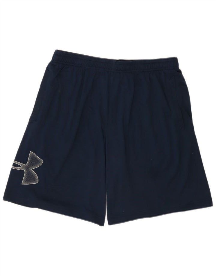 Мужские спортивные шорты с рисунком Under Armour, большие темно-синие, полиэстер