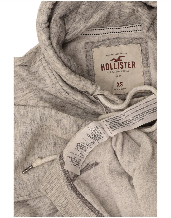 HOLLISTER Женский джемпер свободного кроя с капюшоном и рисунком UK 6 XS Серый в крапинку