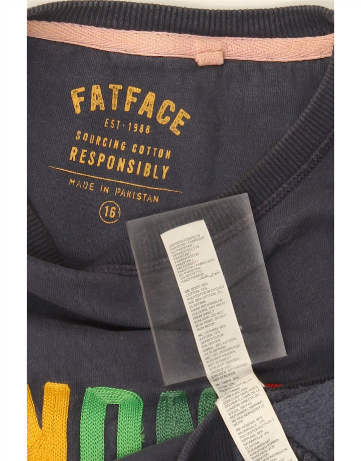 Женский джемпер большого размера с рисунком Fat Face, Великобритания, 16, большой, темно-синий