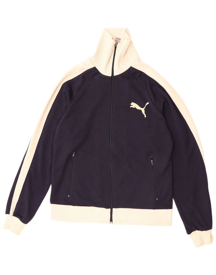 Мужской спортивный костюм Puma, большая куртка из полиэстера с цветными блоками темно-синего цвета