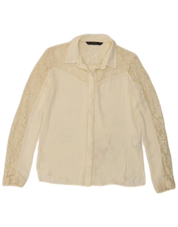 Zara Womens Shirt Blouse UK 6 XS Off White Polyester