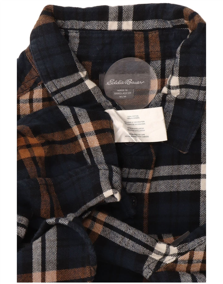 Мужская фланелевая рубашка Eddie Bauer среднего размера, темно-синяя, хлопковая в клетку