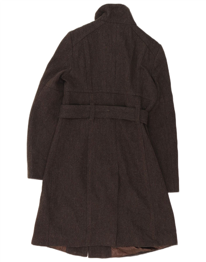 Женское пальто Benetton IT 42 Medium Brown Шерстяное с узором «елочка»
