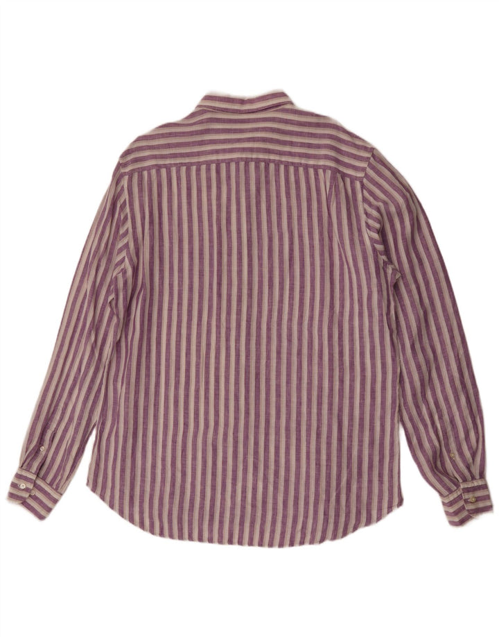 Мужская рубашка Massimo Dutti XL из льна в фиолетовую полоску