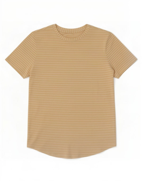Женская футболка Lululemon Top UK 12 Medium Бежевая Полосатая