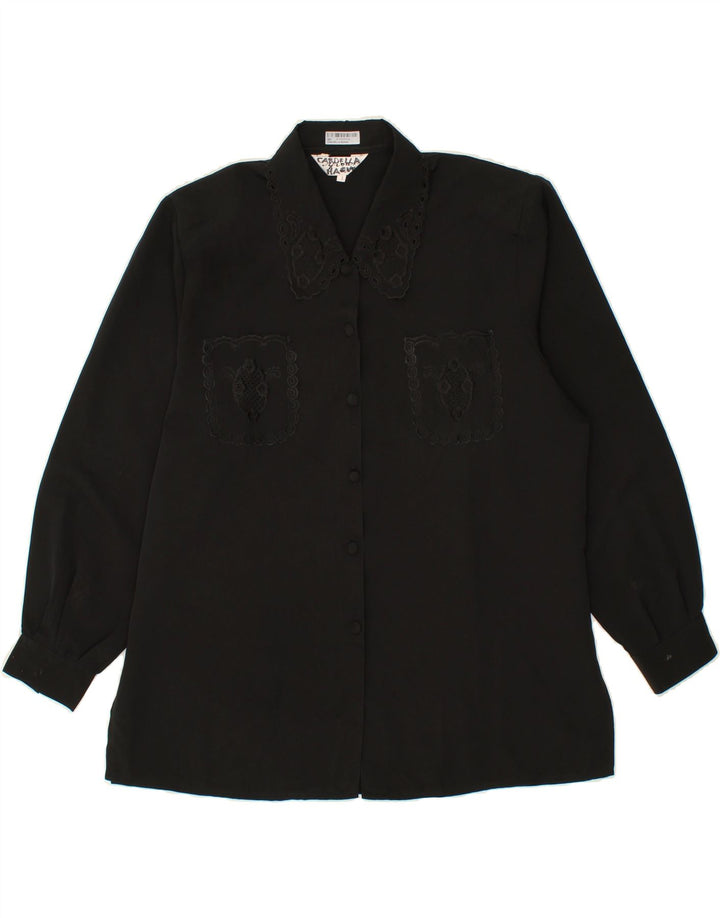 VINTAGE Womens Shirt Blouse UK 16 Large Black Vintage Vintage and Second-Hand Vintage from Messina Hembry 