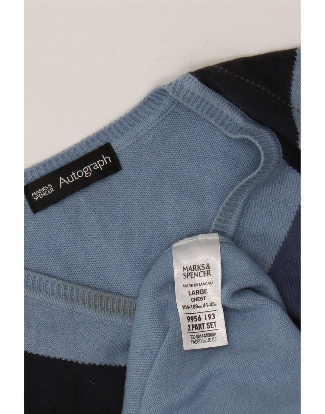 Мужская майка Marks & Spencer с автографом, большая синяя аргайл/бриллиант