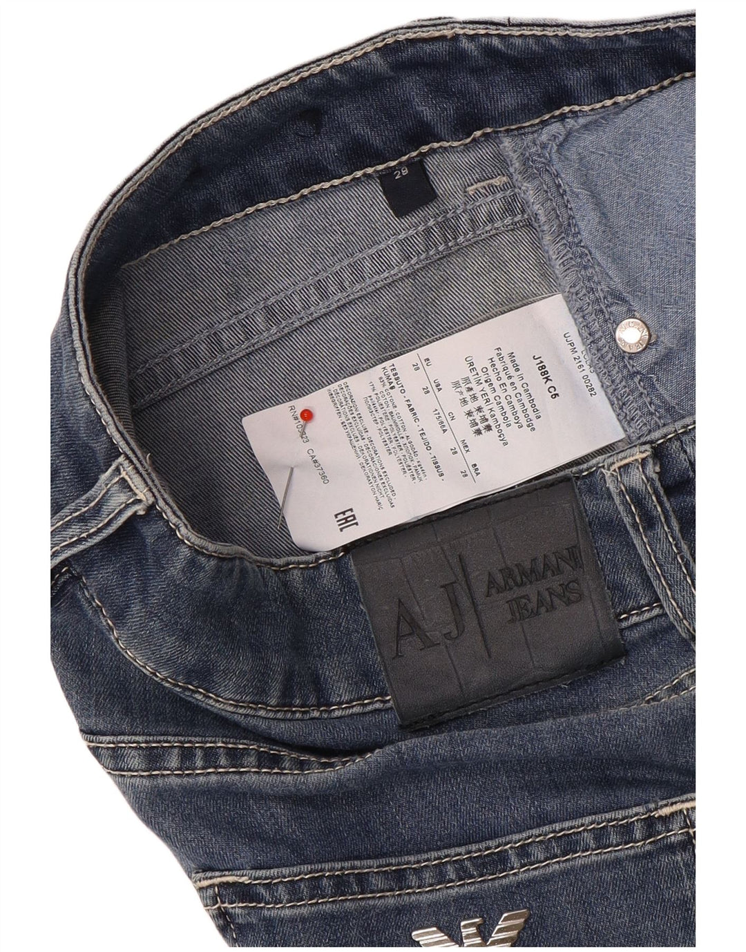 Женские узкие джинсы Armani W28 L28 Темно-синие, хлопок