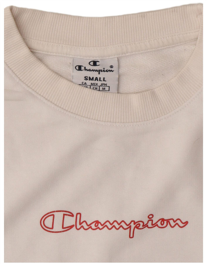 CHAMPION Womens Graphic Sweatshirt Jumper UK 10 Small White Colourblock