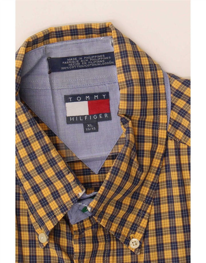 Мужская рубашка Tommy Hilfiger XL из желтого хлопка в мелкую клетку