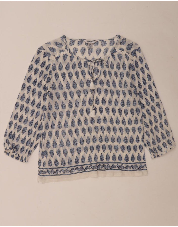 TOMMY BAHAMA Женская блузка с рукавом 3/4, топ UK 16, большой белый хлопок с узором пейсли