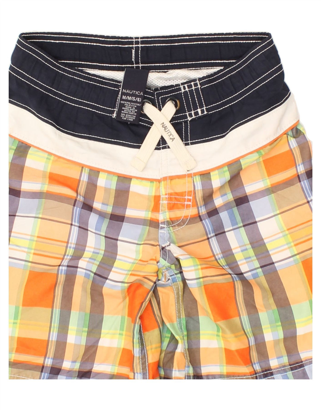 NAUTICA Boys Swimming Shorts 5-6 Years  Medium Orange Check Polyester Vintage Nautica and Second-Hand Nautica from Messina Hembry 