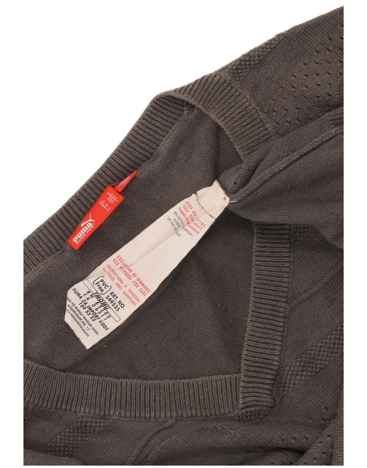Мужской джемпер с v-образным вырезом Puma, большой серый хлопковый джемпер с геометрическим рисунком