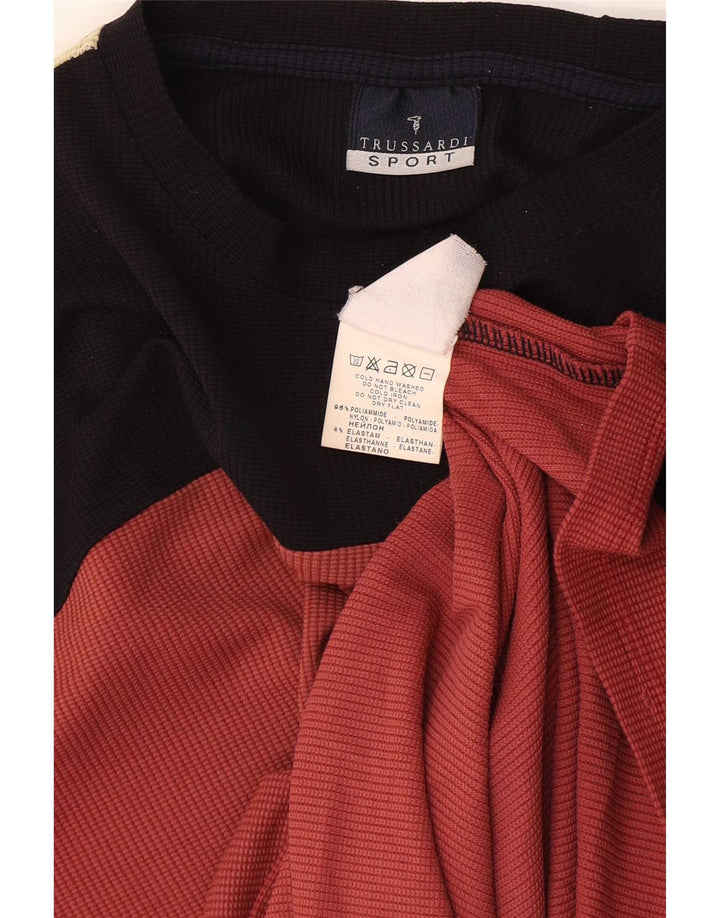 Мужская футболка Trussardi Верх среднего красного цвета с цветными блоками из полиамида