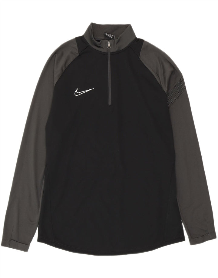 Мужской пуловер NIKE Dri Fit с воротником на молнии, спортивный костюм, средний черный с цветными блоками