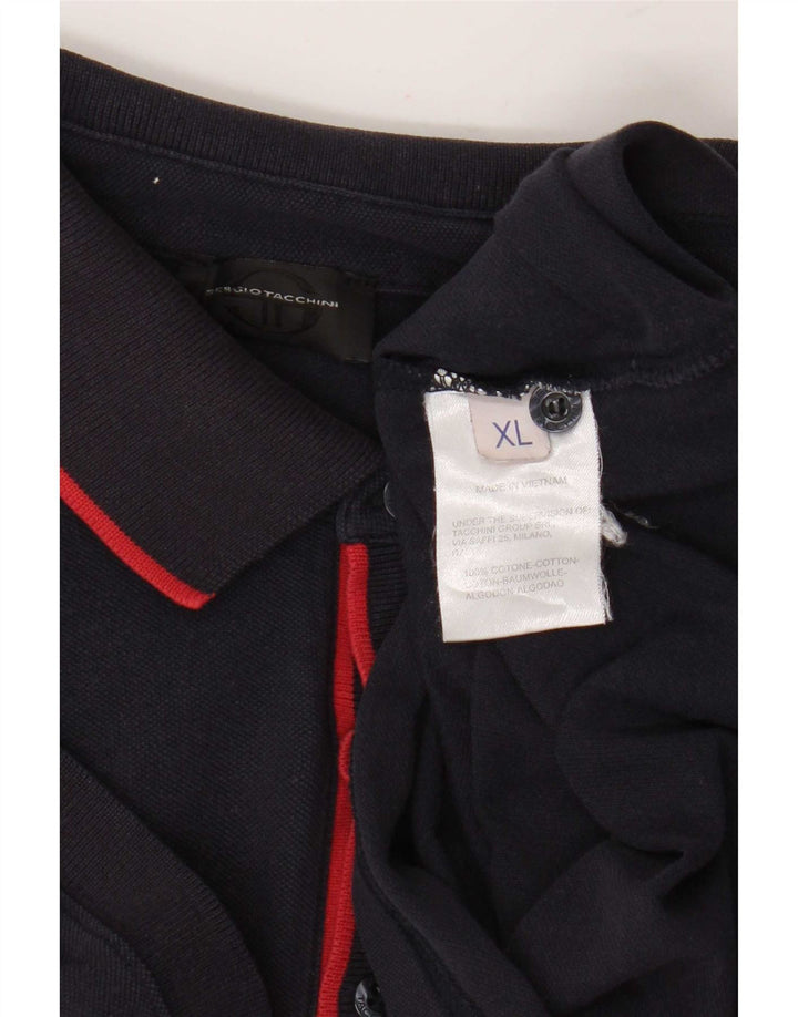 Мужская рубашка-поло Sergio Tacchini XL, темно-синяя, хлопок