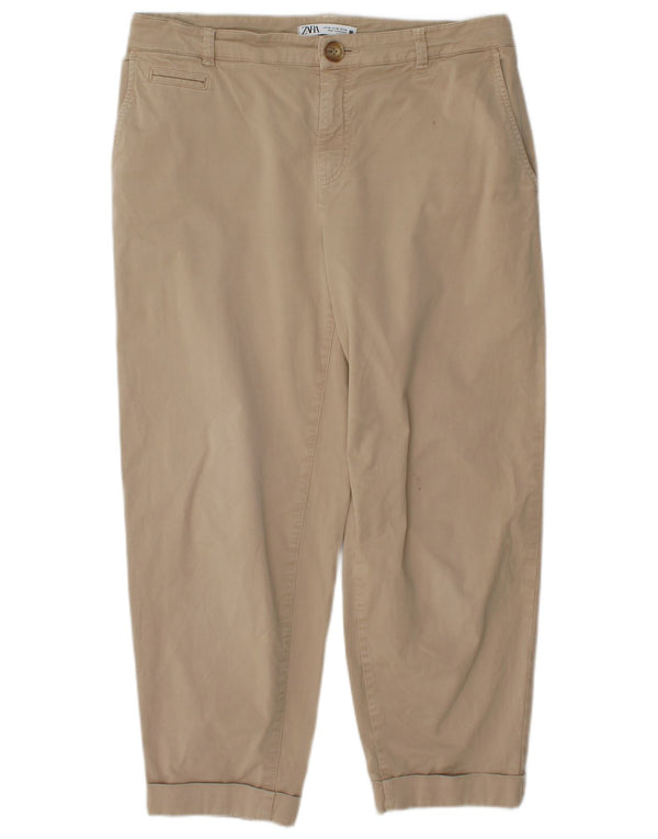 Женские зауженные укороченные брюки Zara EU 40 Medium W30 L25 Бежевые