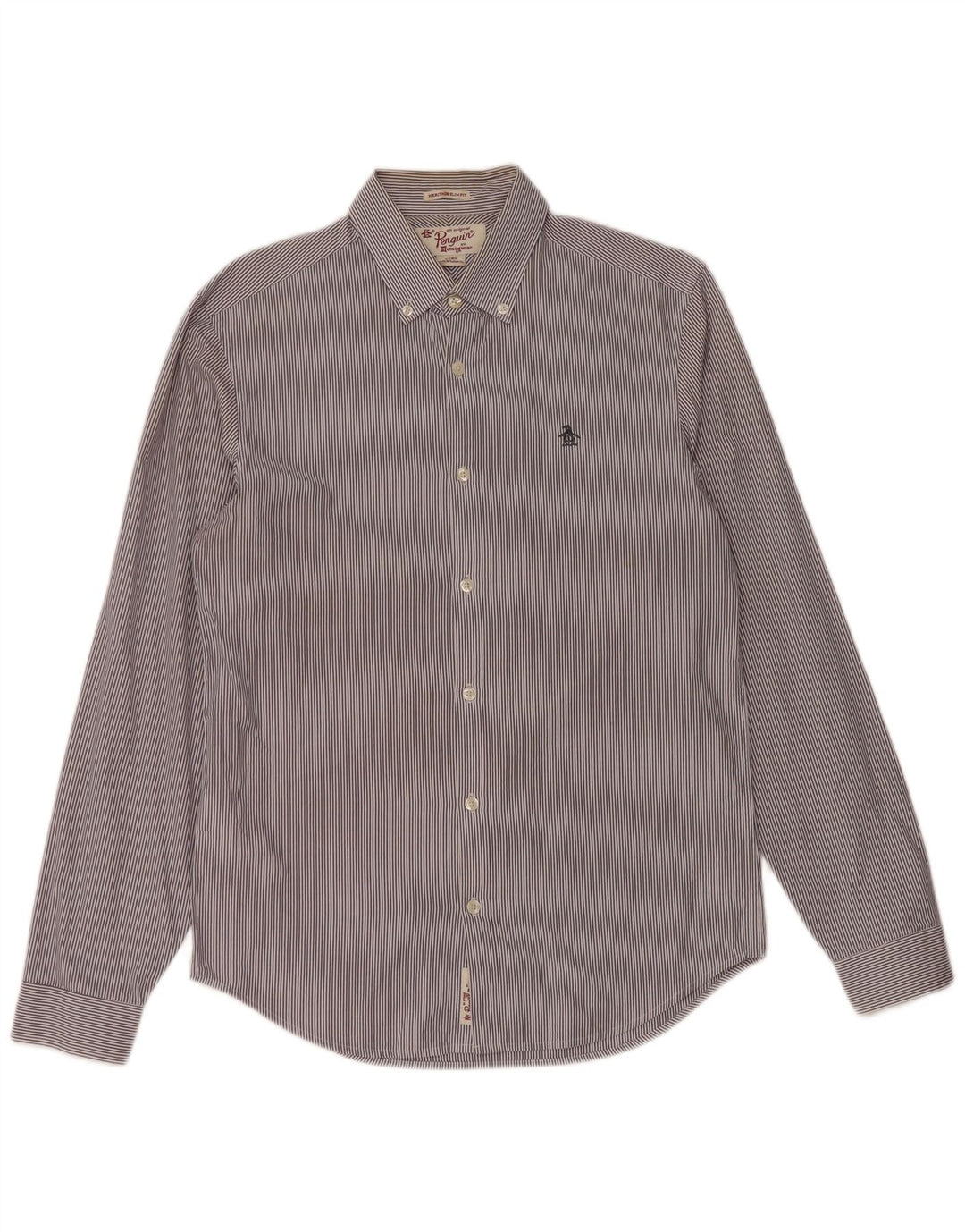 Мужская рубашка приталенного кроя PENGUIN Heritage, маленькая хлопковая темно-синяя полоска