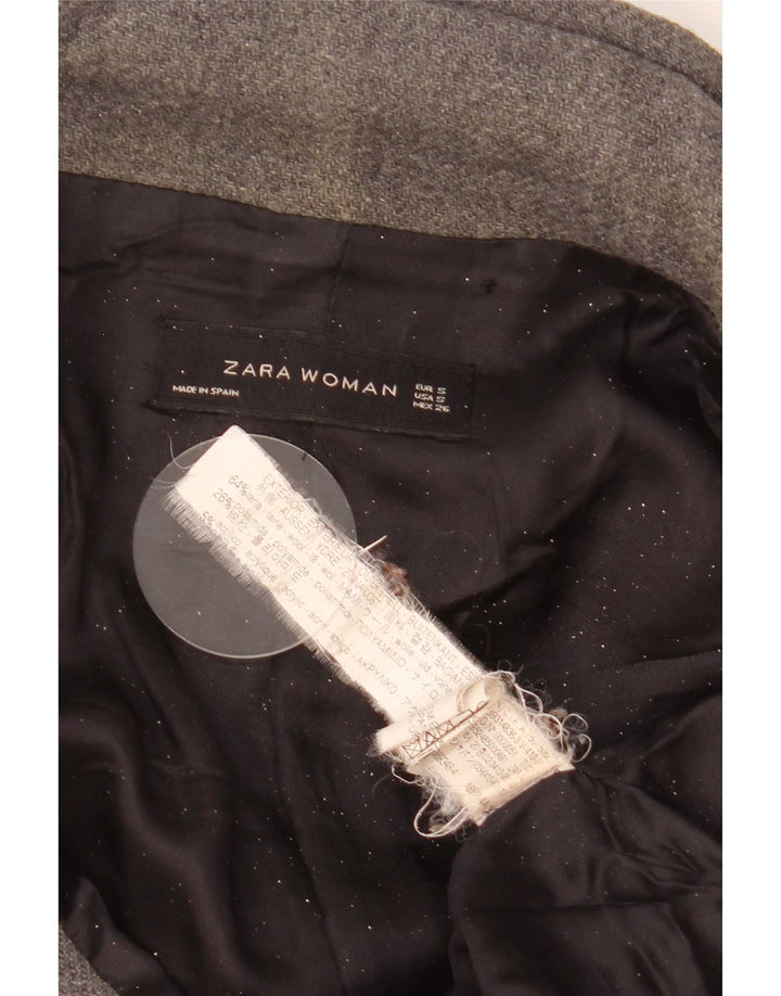 Женское пальто оверсайз Zara UK 10, маленькое серое шерстяное пальто