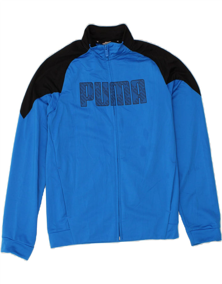 PUMA Boys Graphic Tracksuit Top Jacket 13-14 Years Blue Colourblock Vintage Puma and Second-Hand Puma from Messina Hembry 