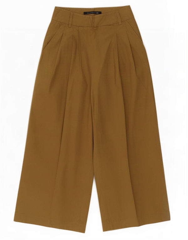Женские укороченные брюки с завышенной талией Zara XS W24 L22 цвета хаки