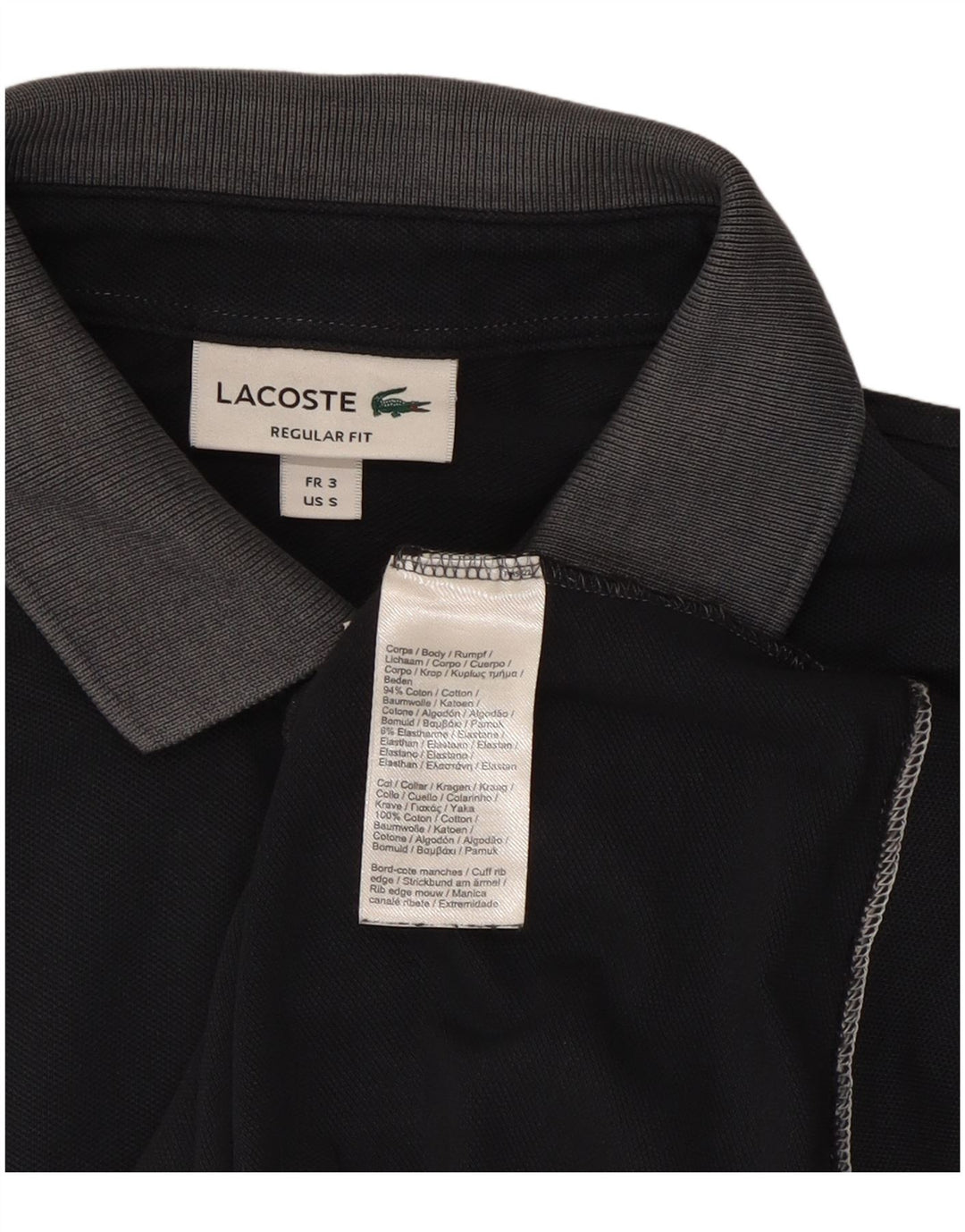 Мужская рубашка-поло стандартного кроя Lacoste, размер 3, маленькая, темно-синяя, с цветными блоками