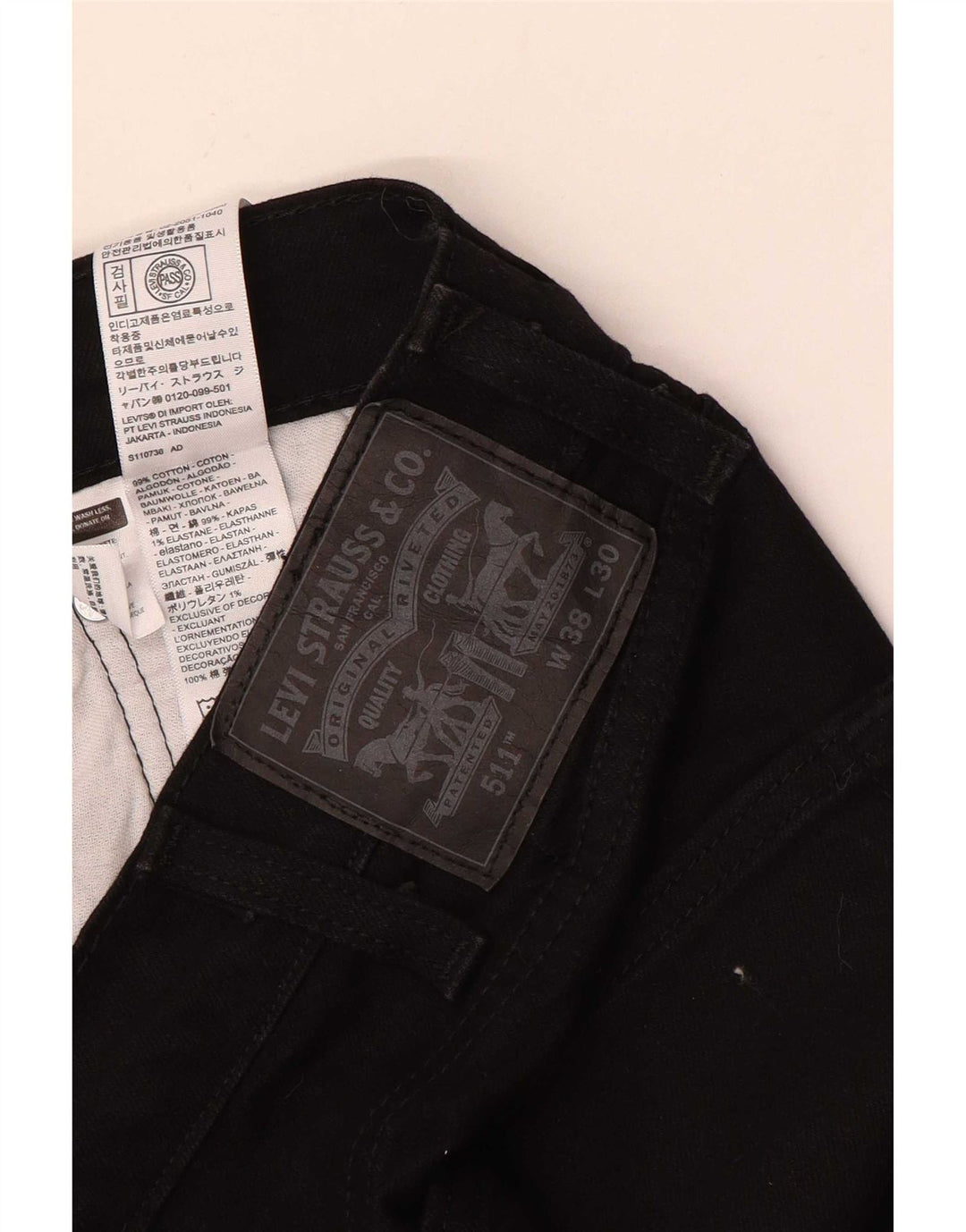 Мужские джинсы Levi's Slim 511 W38 L30, черный хлопок