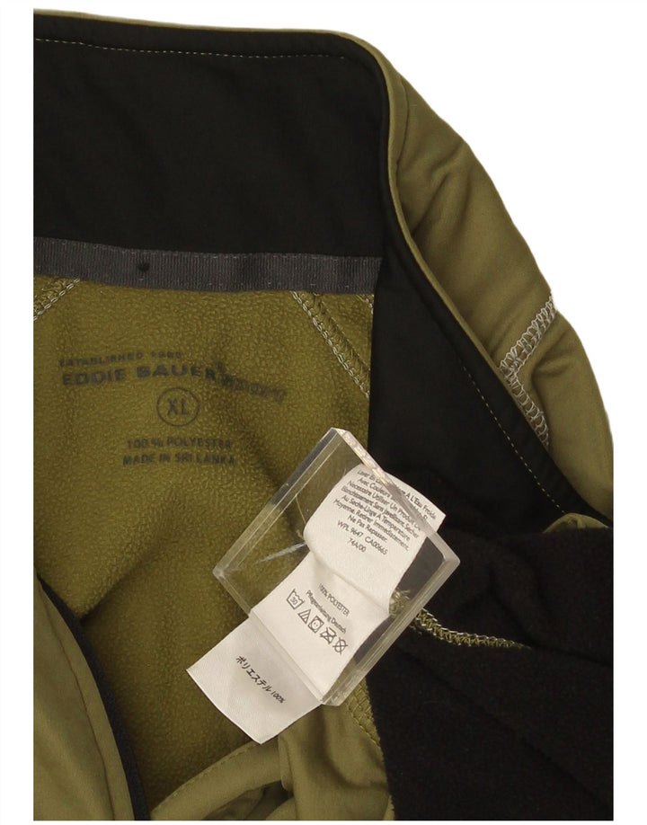 Мужской пуловер с воротником на молнии Eddie Bauer, спортивный костюм, топ XL, зеленый с цветными блоками
