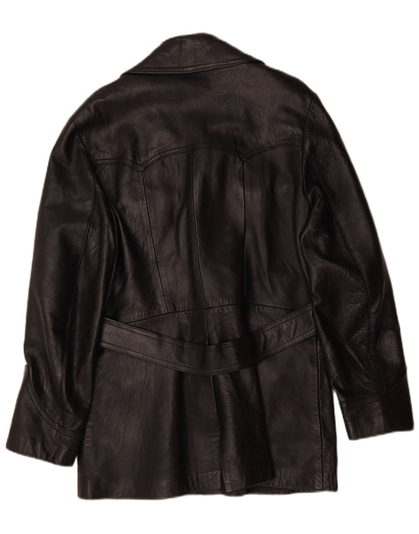 Винтажное женское кожаное пальто IT 42 Medium Black