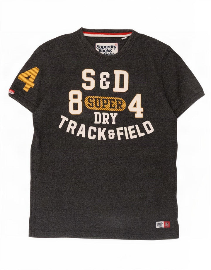 Мужская футболка с рисунком Superdry, большой серый хлопок
