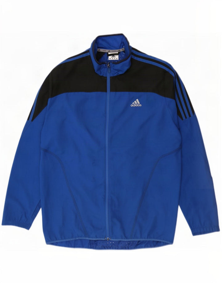 Мужская спортивная куртка Adidas, большая синяя полиэстер с цветными блоками