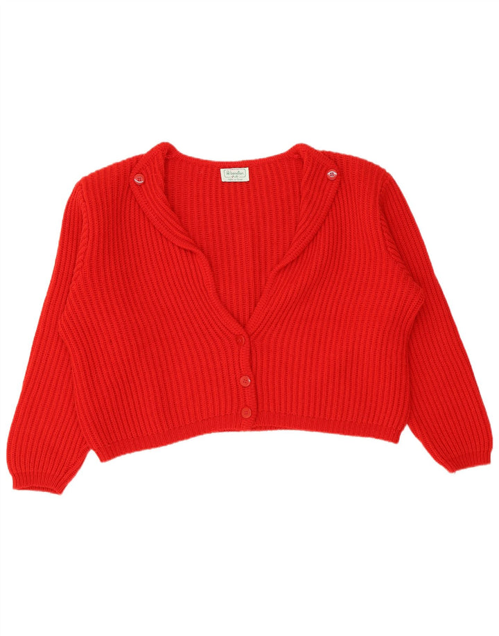 Женский укороченный кардиган свободного кроя Benetton IT 48 XL, красная шерсть