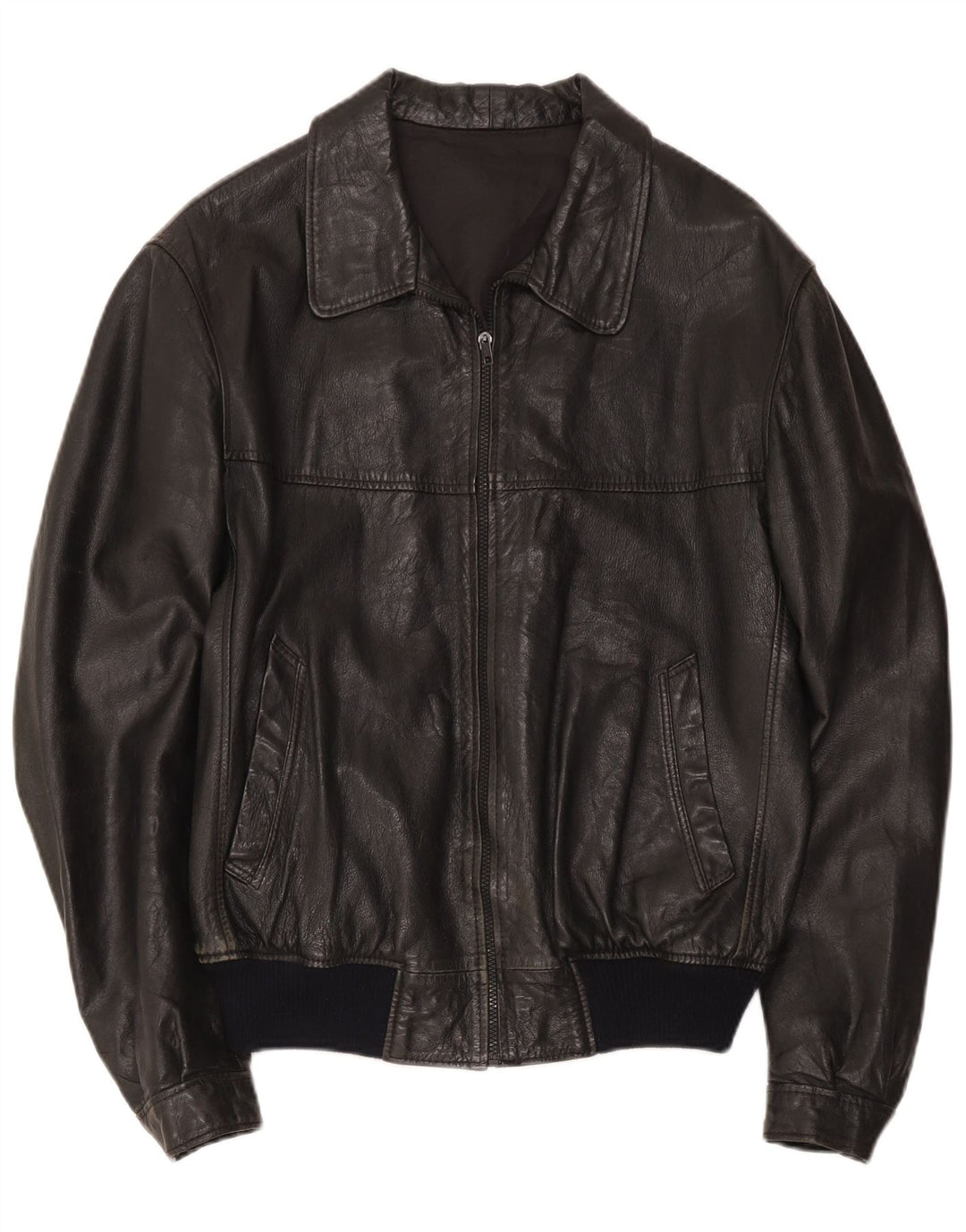 Винтажная мужская кожаная куртка IT 48 Medium Black