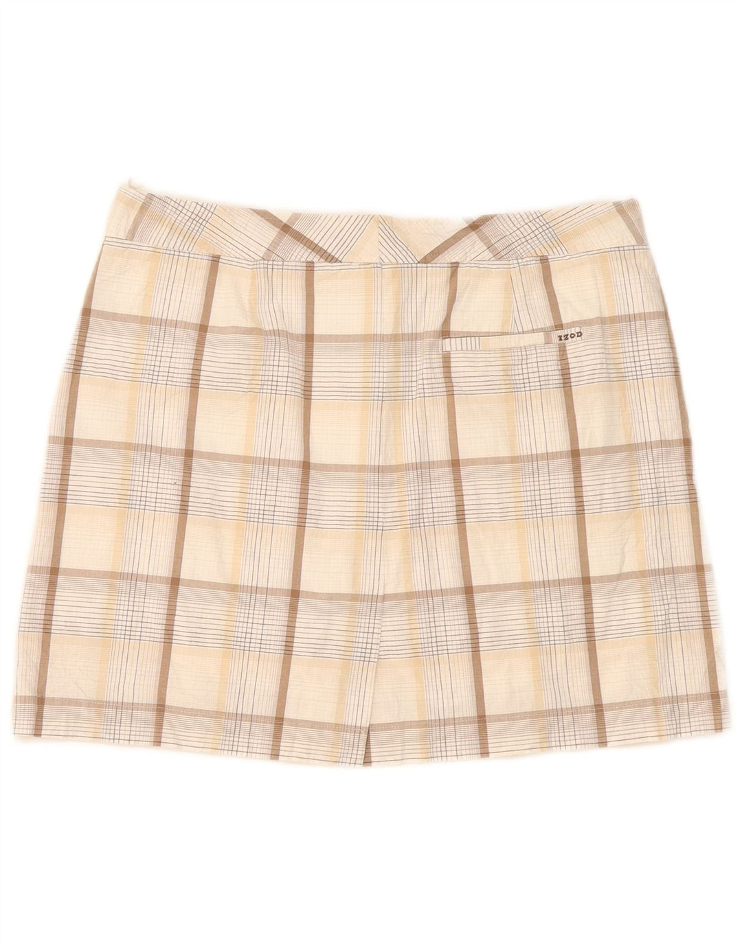 Женская мини-юбка Izod стрейч US 8 Medium W32 Хлопок в бежевую клетку