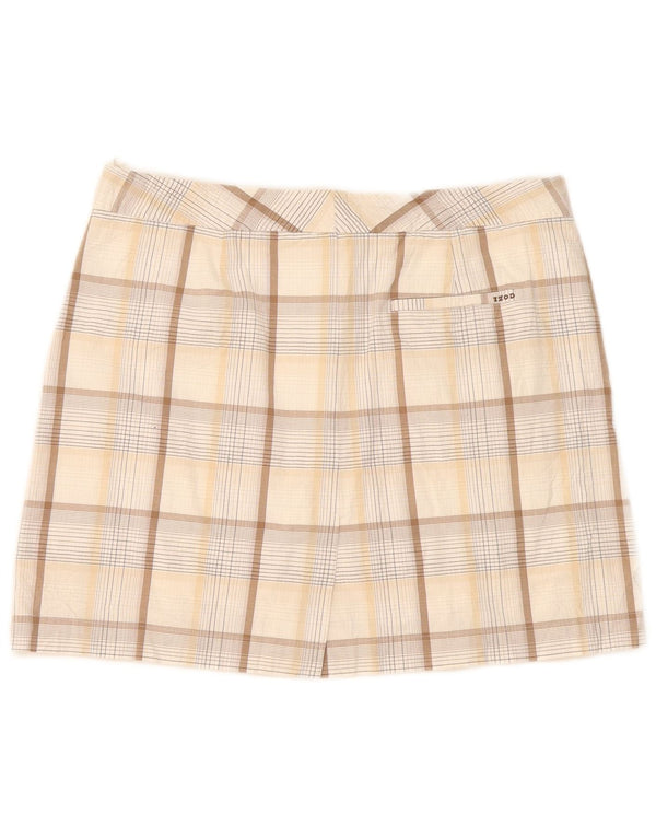 Женская мини-юбка Izod стрейч US 8 Medium W32 Хлопок в бежевую клетку