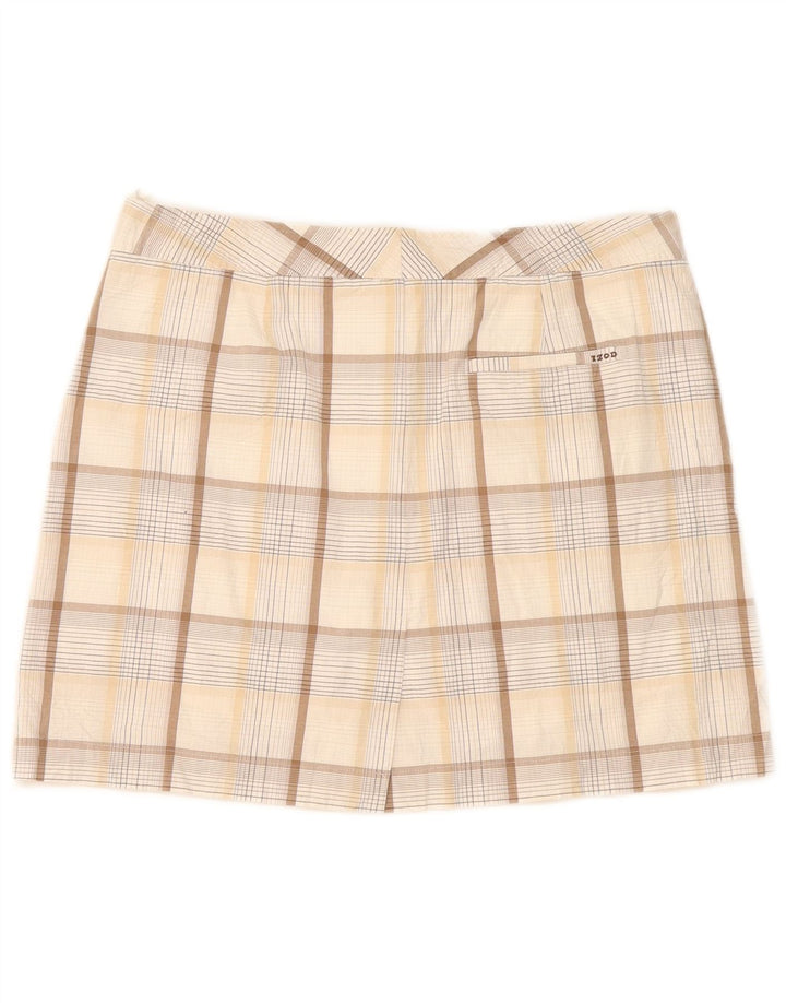 Женская мини-юбка Izod стрейч US 8 Medium W32 Хлопок в бежевую клетку